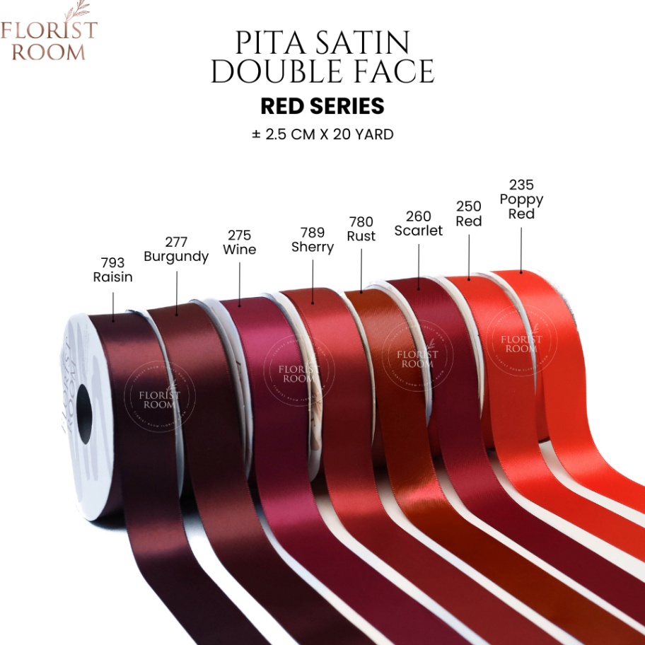 

SPESIAL BULAN INI Pita Satin Double Face 25cm x 2yard Red Series