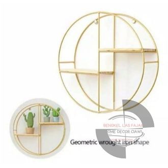 Rak Dinding Besi Hiasan Dinding Rumah bulat Lingkaran Rak Pot Tanaman