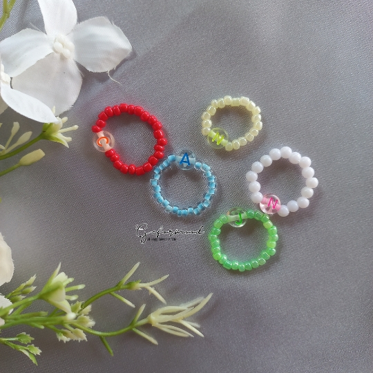 Cincin Manik | Cincin Korea | Beads Ring Huruf Edition