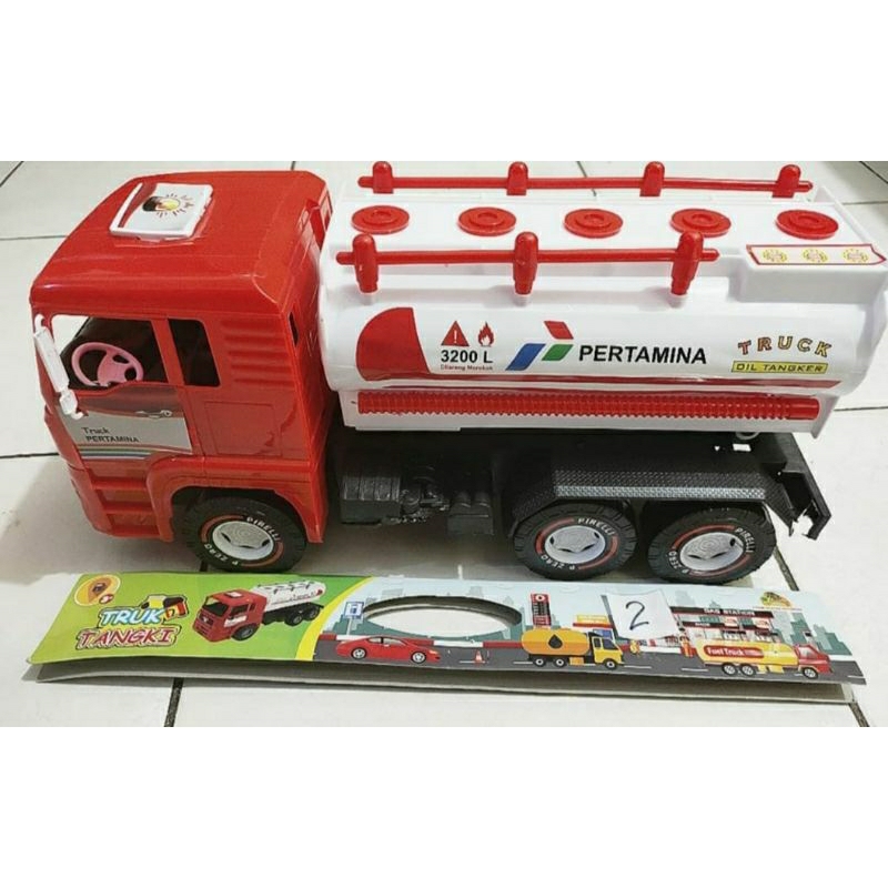 mainan truck tangki besar pertamina shell