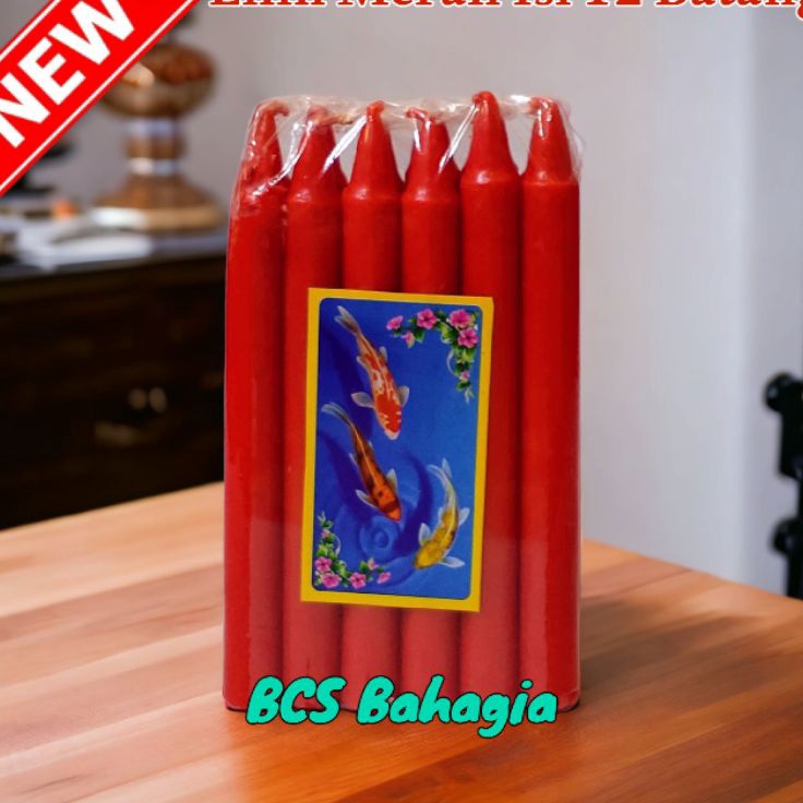 KUALITAS OKE lilin merah sembahyang isi 12 batang ukuran besar  lilin sembahyang  lilin merah  lilin