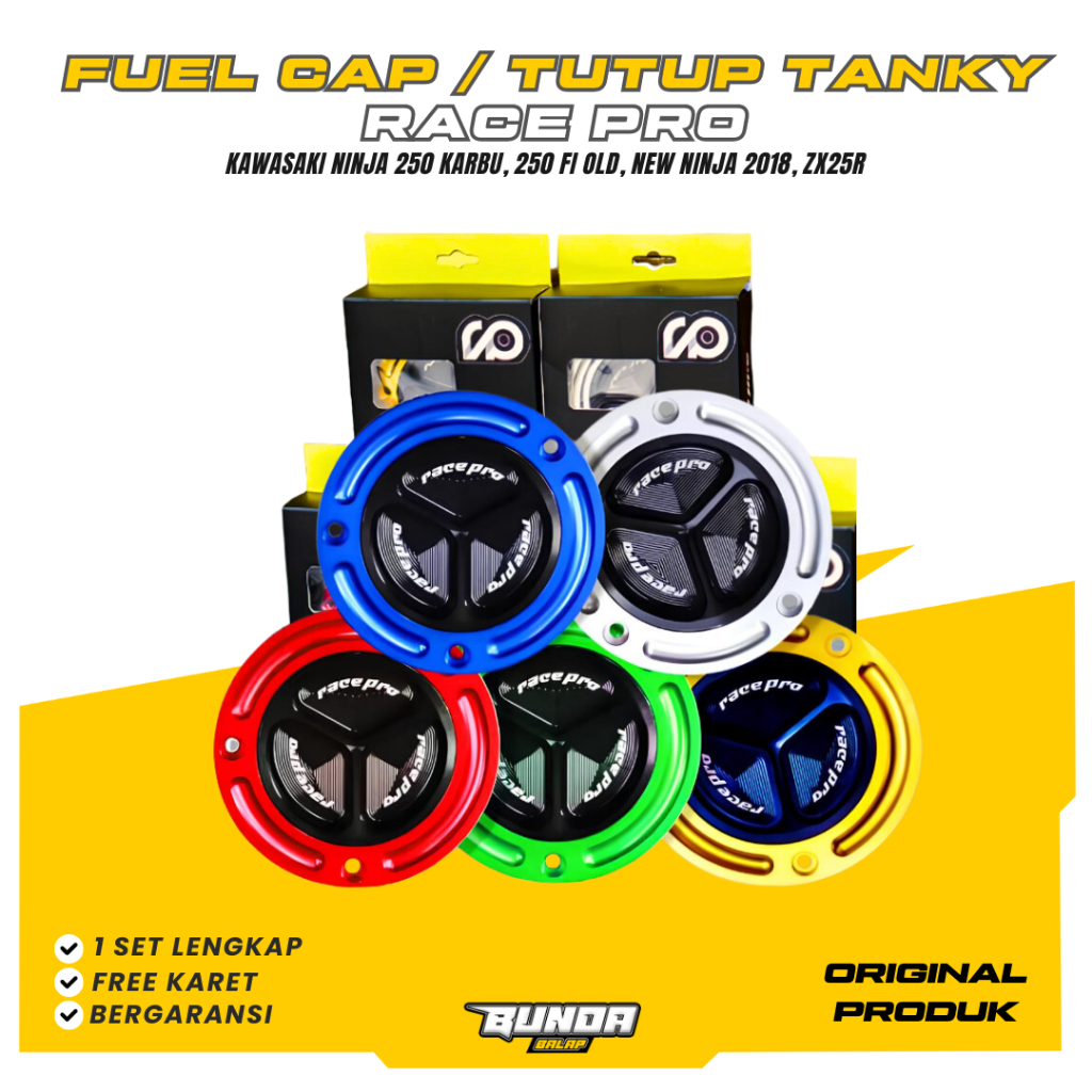 FUEL CAP NINJA 250 Tutup Tengky RACEPRO NEW NINJA 250 Fi OLD FUEL CAP ZX NINJA150 250 KARBU CNC