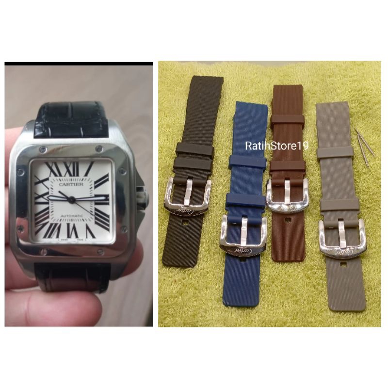 Tali Jam Tangan Cartier Rubber Strap Cartier Santos Rubber