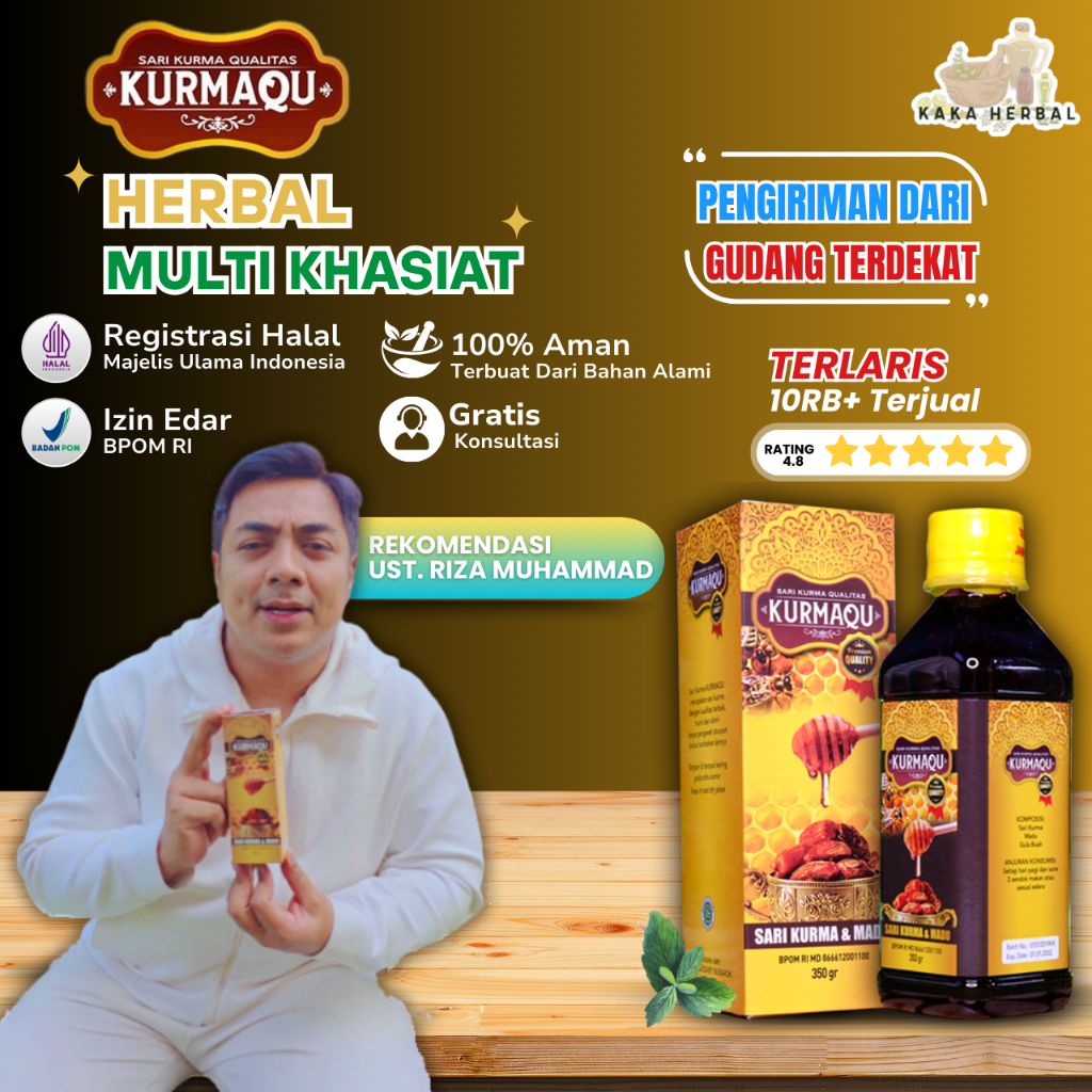 

Kaka Herbal - Kurmaqu Madu Sari Kurma & Madu Asli 100% Solusi Kesehatan Tubuh BPOM & HALAL MUI Isi 350gr