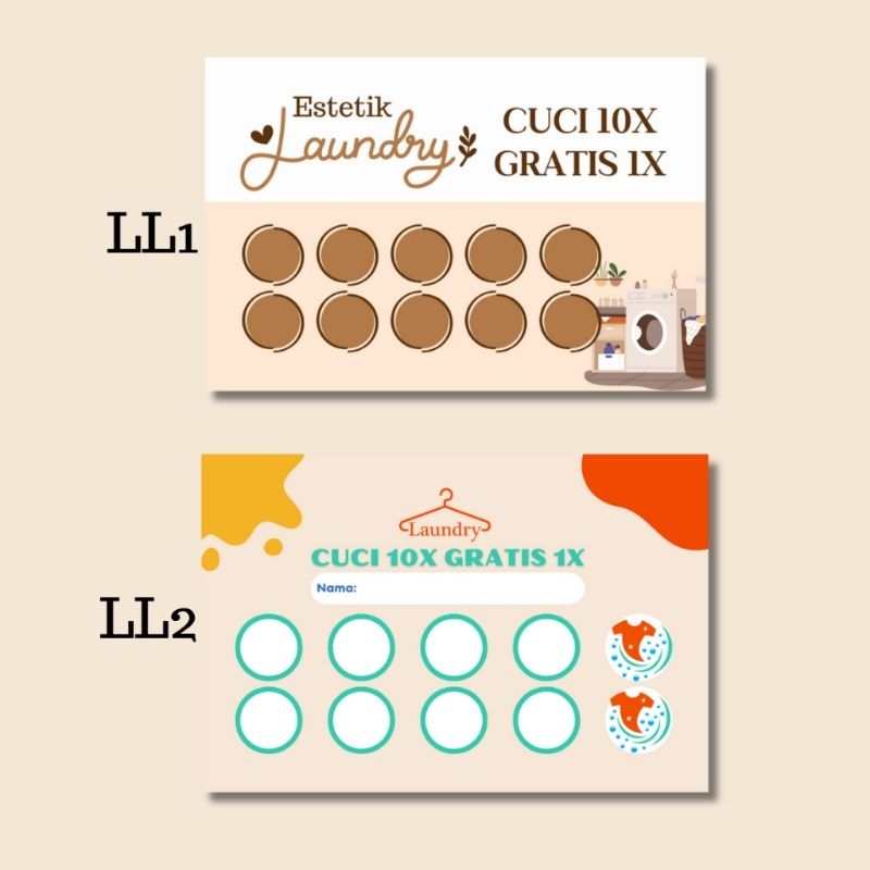 

Kartu Loyalty Card Stamp card kartu member Laundry