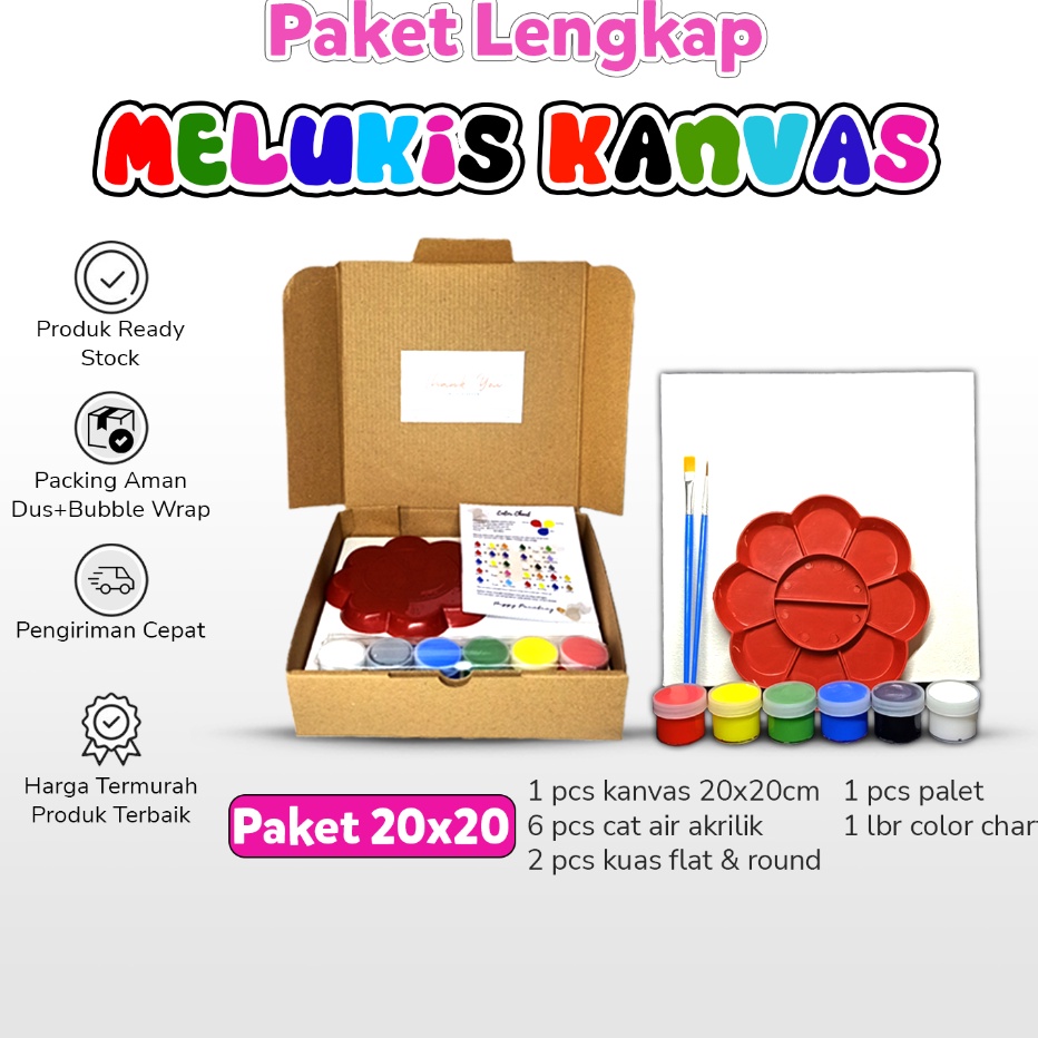 

PAKET HEMAT Alat Lukis Lengkap 1 Paket Kanvas Cat Air Akrilik Kuas Palet