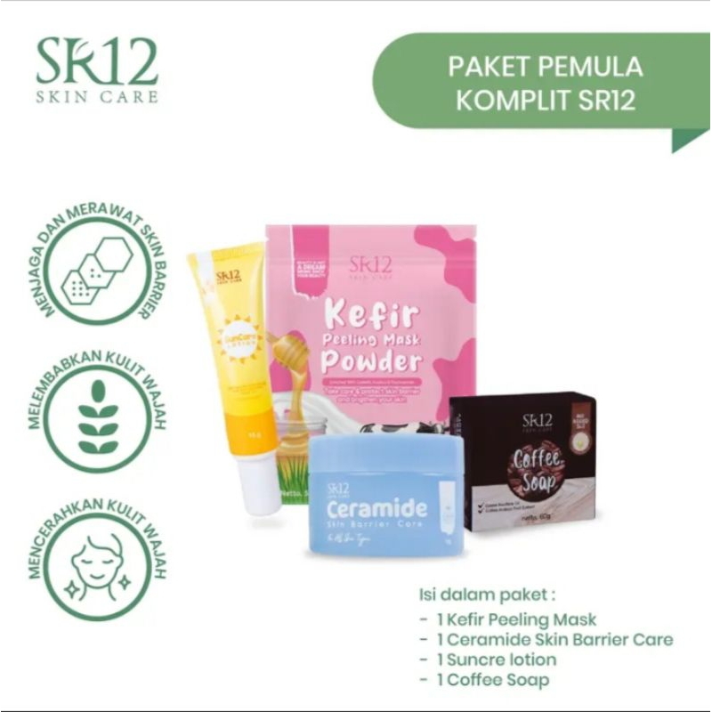 PAKET KOMPLIT PEMULA SR12 Perawatan Skincare Aman & Alami Penetral Kulit Paket Perawatan Wajah Untuk