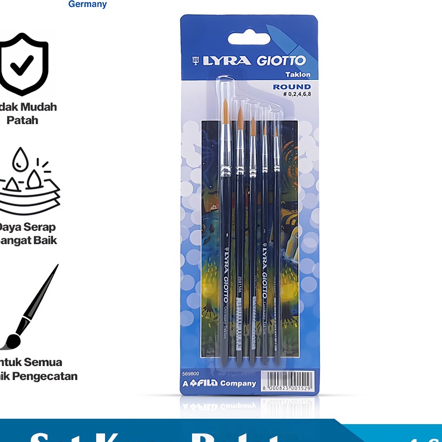 

DISKON Lyra Sikat Kuas Bulat 1 Set Taklon Round Brush Peralatan Gambar Lyr5698