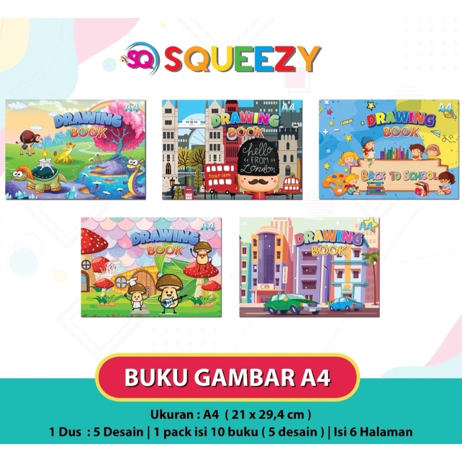 

KUALITAS TERBAIK Buku Gambar A4 Squeezy 6 Lembar pack 1 buku