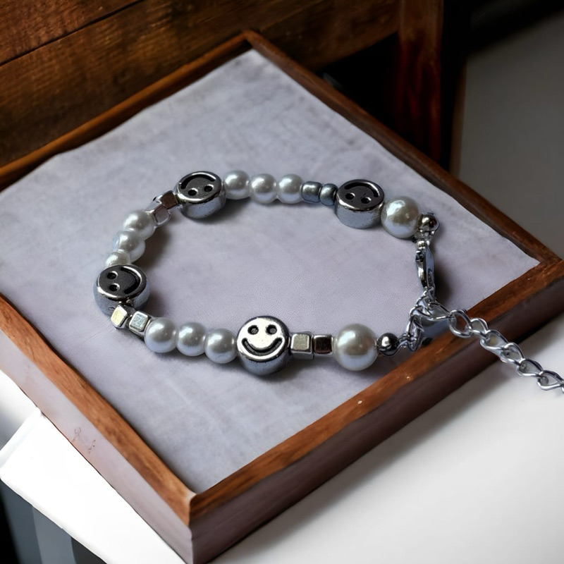 Gelang Manik Smiley Unisex Manik Manik Gelang Mute Gelang Couple Aesthetic Bracelet