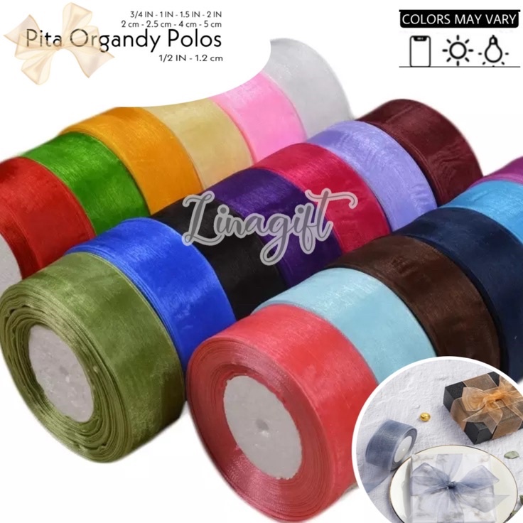 

PRODUCT TERKECE Rol 2 Yard SILK ORGANDY GIFT RIBBON 4MM 15 IN 4 CM PITA KADO ORGANDI POLOS