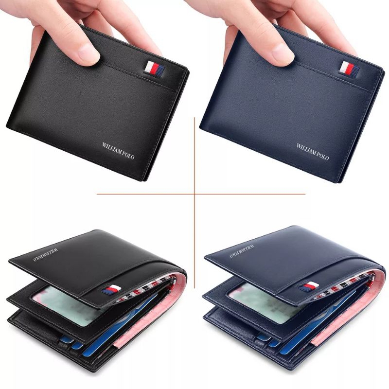 HOT SALE Dompet Pria keren dompet kulit sintetis Dompet laki-laki Dompet lipat dua Dompet anak muda
