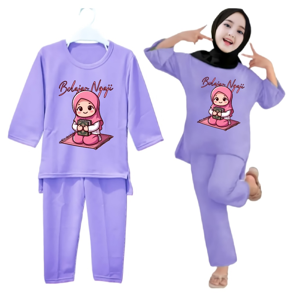 Setelan Anak Wanita Hijab Baju Ngaji Anak Perempuan