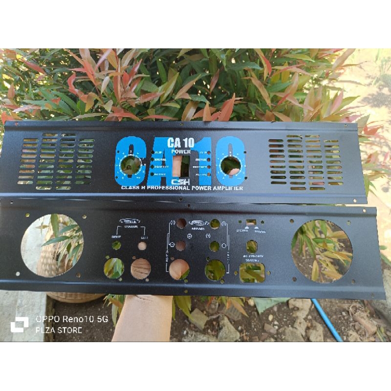 Panel power amplifier CA10 depan belakang hitam plat ampli ca10