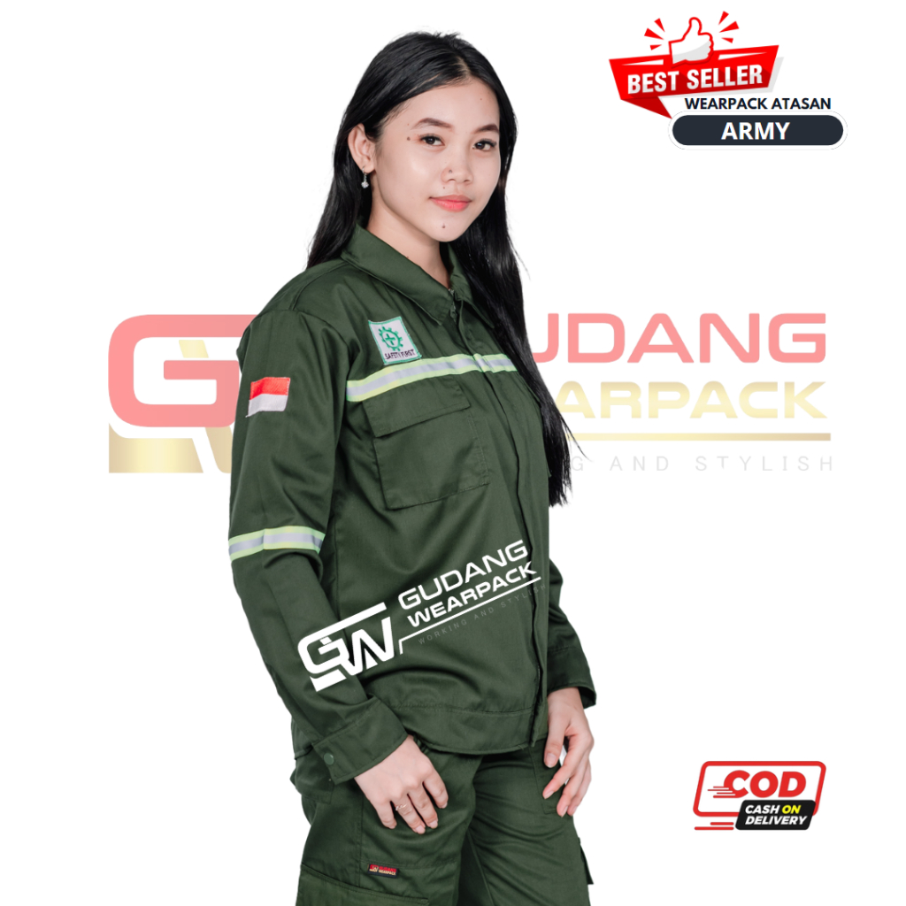 Wearpack Atasan Warna Army Polos (baju kerja) - gudang wearpack