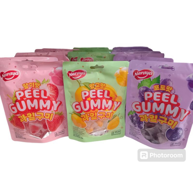 

Jelly fruit candy naraya peel gummy80gr Varian rasa Mangga Strowberry Anggur Permen lunak