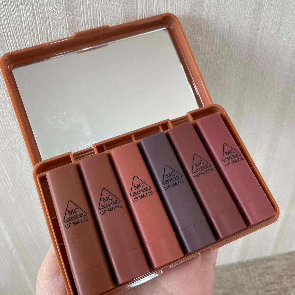 Bestseller Nude 6in1 Lipstick  mini Hasaya Nude tahan lama waterproof nude grosir kosmetik