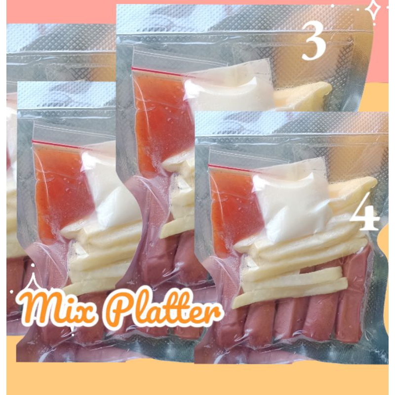 

Mix platter Sosis Benardi,Kentang free Saos sambal Mayo