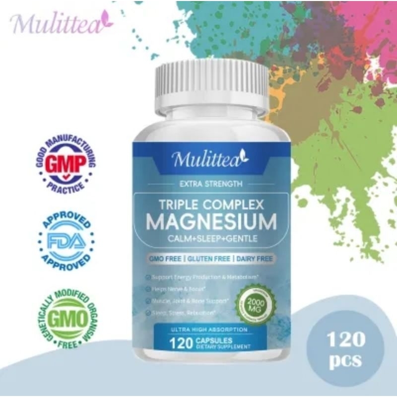 Mulittea Magnesium Complex 2000mg with Glycinate 500mg taurate 500mg- Sugar Free Magnesium Supplemen