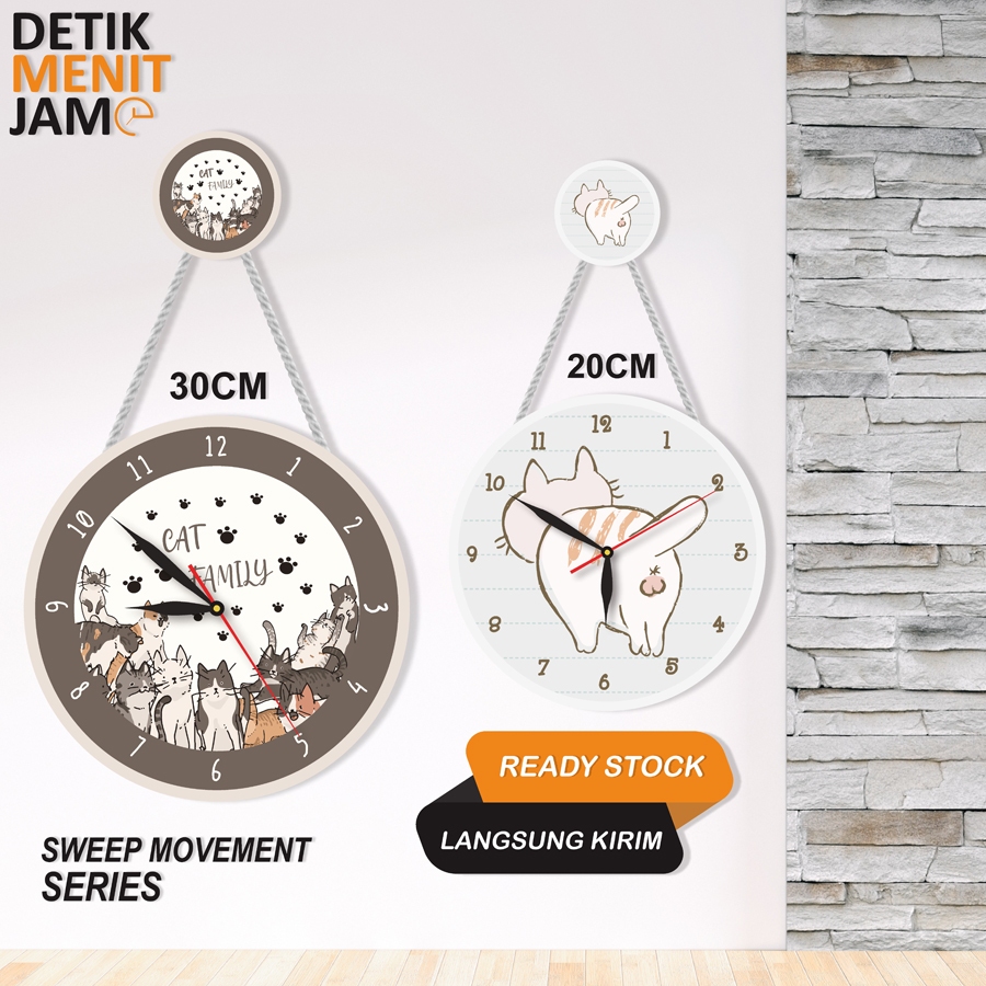 JAM DINDING 20CM GANTUNG KAYU PAJANGAN RUANGAN KELUARGA WALL CLOCK KAMAR ANAK CEWE COWO ANIMAL CUTE