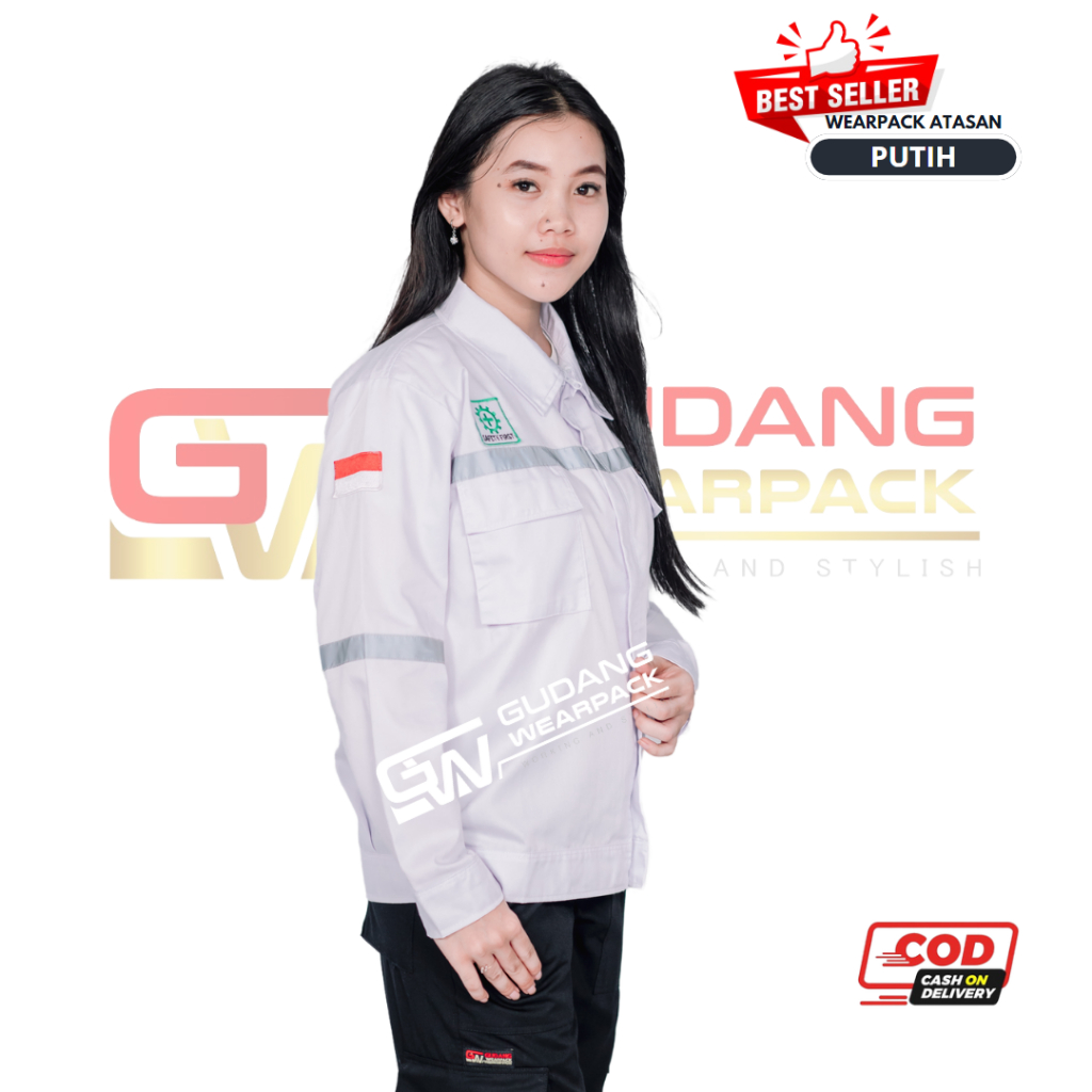 Wearpack Atasan Warna Putih Polos (baju kerja) - gudang wearpack