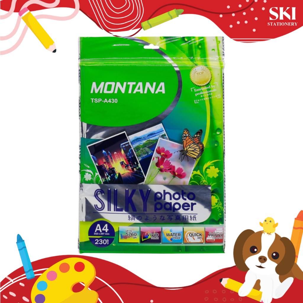 

Kertas Foto Silky A4 / Kertas Foto Kilap / Photo paper Silky A4 230gsm Montana