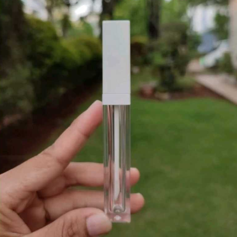 Botol Lip Gloss Acrilyc Tebal Kuas Bibir 5ML LipGlossTutup Putih Botol Kosong Lip Balm Botol Refill 