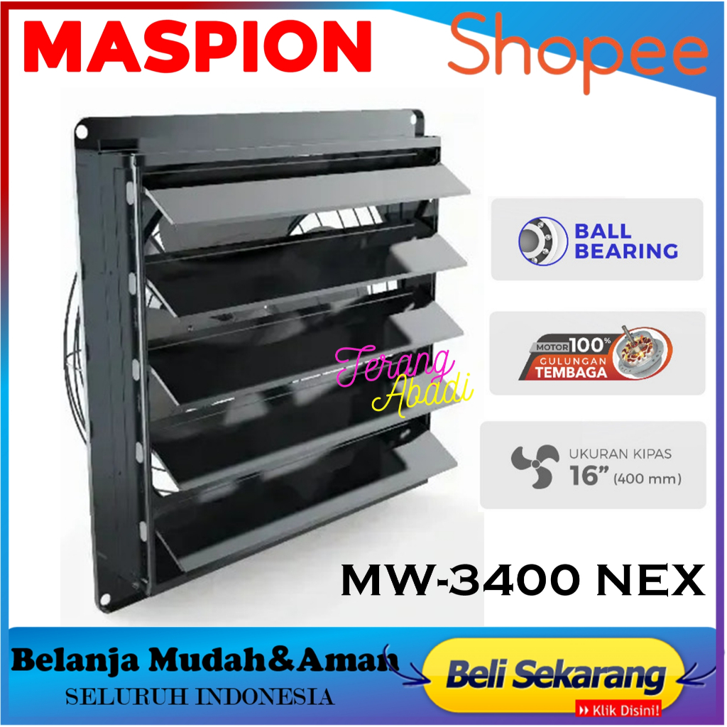 Maspion MV3400NEX Kipas Angin Hexos Fan  Exhaust Fan Dinding - 16 inch (40 cm)