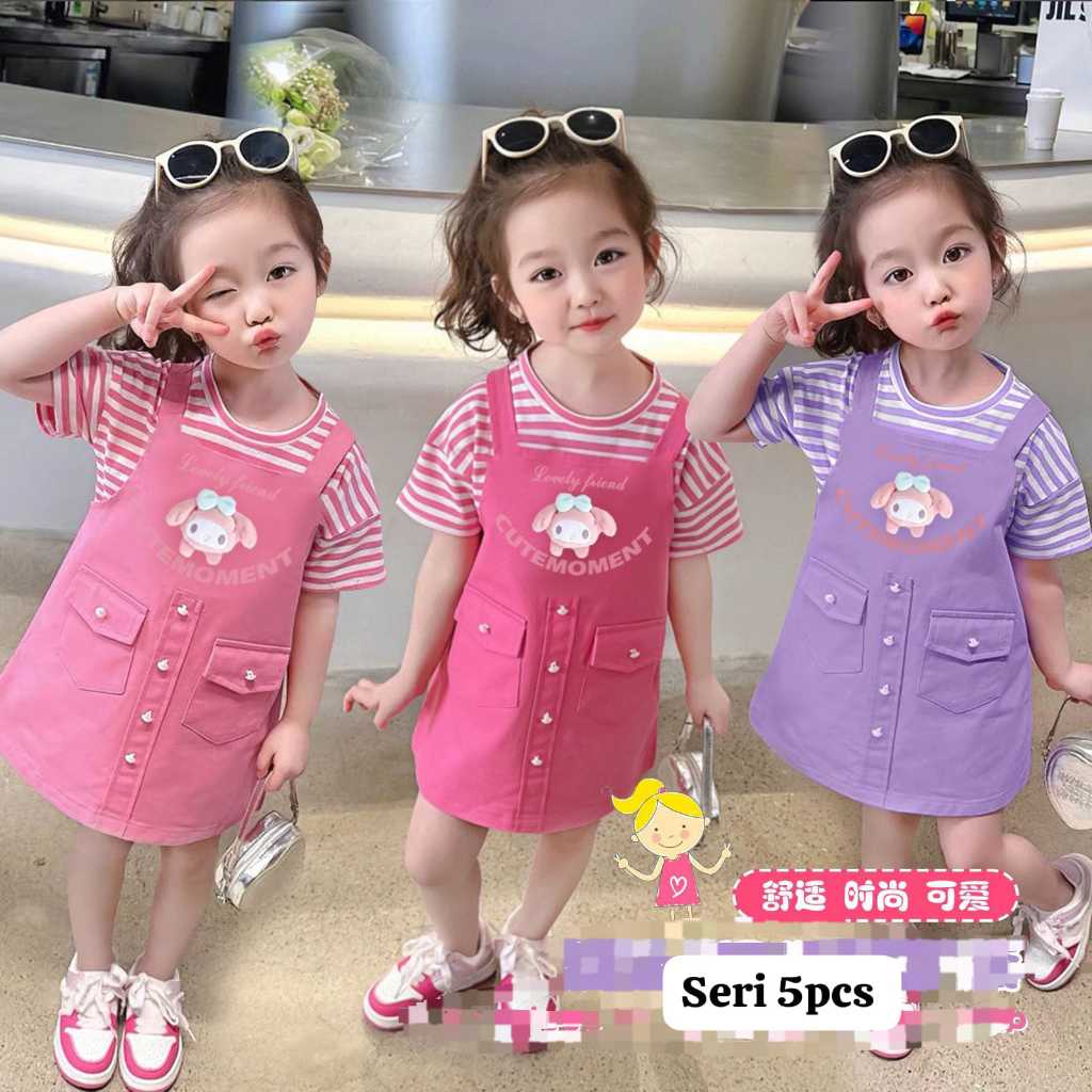 MELODI ROMPER 3D SET 2IN1 1-5th / DRESS MELODI ANAK PEREMPUAN UK S - 2XL