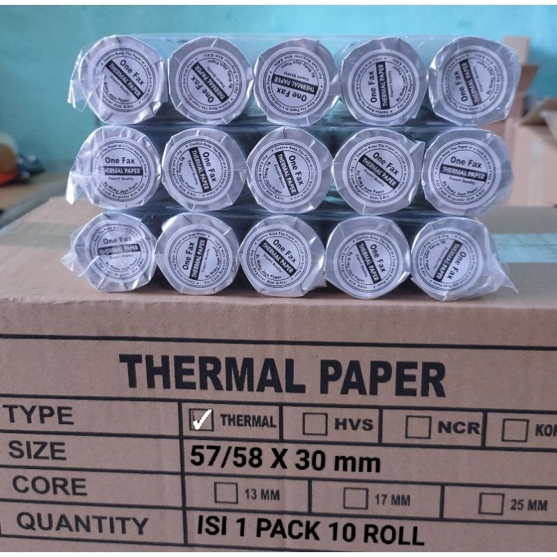 

Kertas kasir termal 58x30mm paket 10 roll