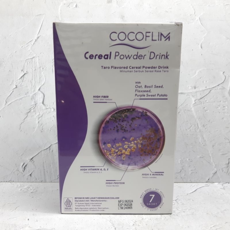 

COCOFLIM powder drink minuman serbuk sereal rasa taro box isi 7 sachet 30gr