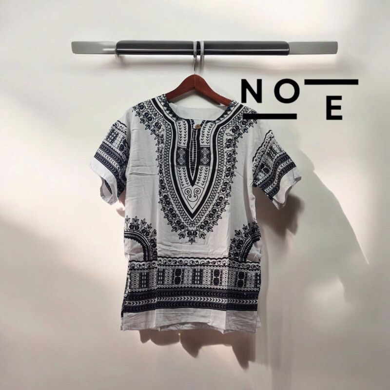 COD Baju Bali Pantai Santai Pria & Wanita Dashiki Hitam Putih