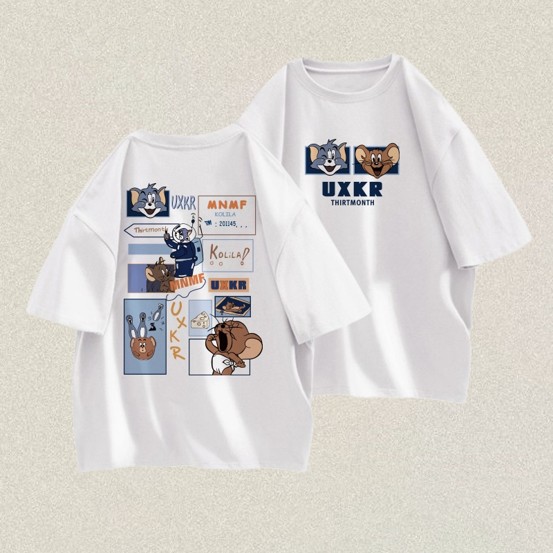 RENELLE Kaos Pria Distro Original 100% Sablon Kaos Anime Kartun Lucu Pria | Baju Oversize Pria Retro