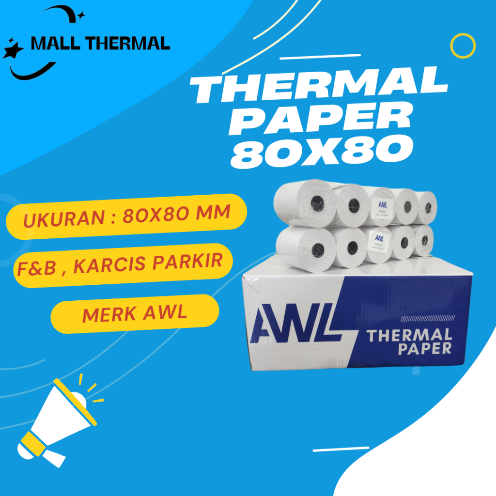 

THERMAL PAPER KERTAS STRUK 80X80 MM KARCIS PARKIR