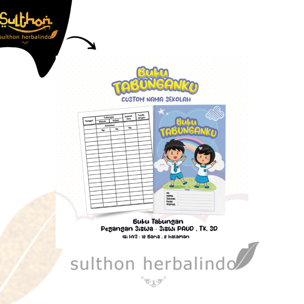 

Buku Tabungan Custom Nama + Cover Tabungan Sekolah SD , TK , PAUD , Buku Catatan , Buku Tabungan Sekolah Varian Pelangi...