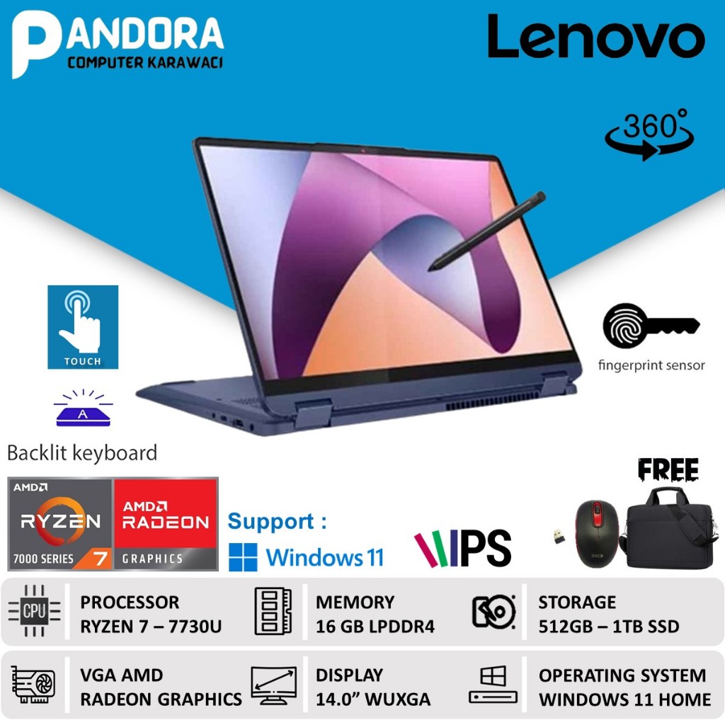 Lenovo Flex 5 Ryzen 7 5700U RAM 16GB 512GB SSD TOUCHSCREEN WIN11 HOME GRAPHITE GREY