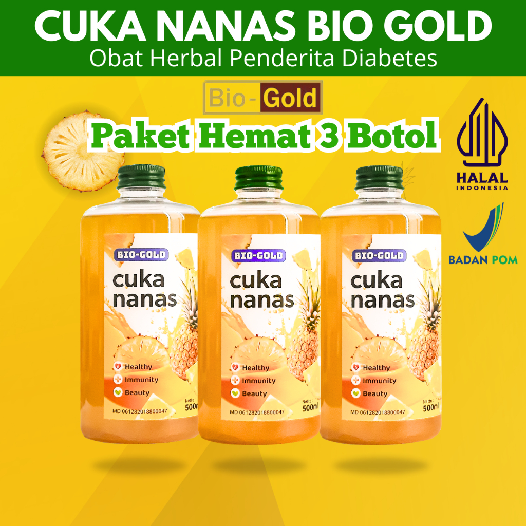 

Cuka Nanas Bio Gold Organik Paket Hemat 3 Botol Untuk Menurunkan Gula Darah Obat Herbal Diabetes Original Bpom