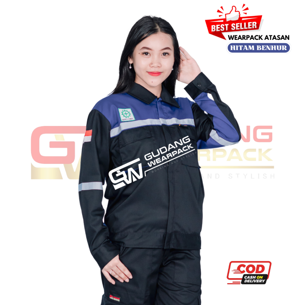 Wearpack Atasan Warna Hitam Benhur (baju kerja) - gudang wearpack
