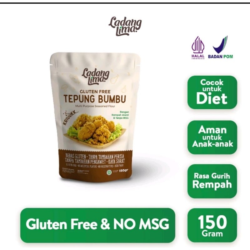 

Ladang Lima Tepung Bumbu Serbaguna 150gr Gluten Free Halal Tanpa MSG