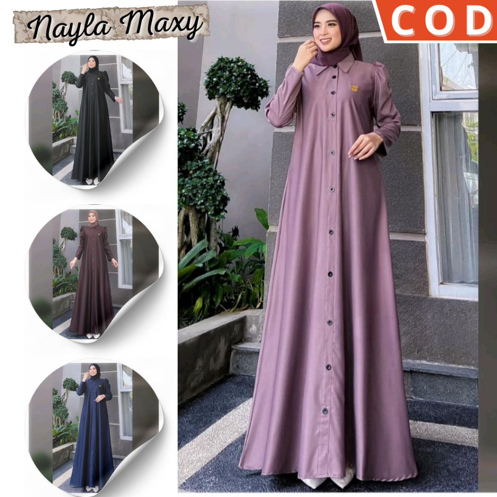 Dress Polos Wanita Nayla Maxy Katun Toyobo Jumbo ld 130 ld 130 Busui Friendly Baju Gamis Wanita Polo