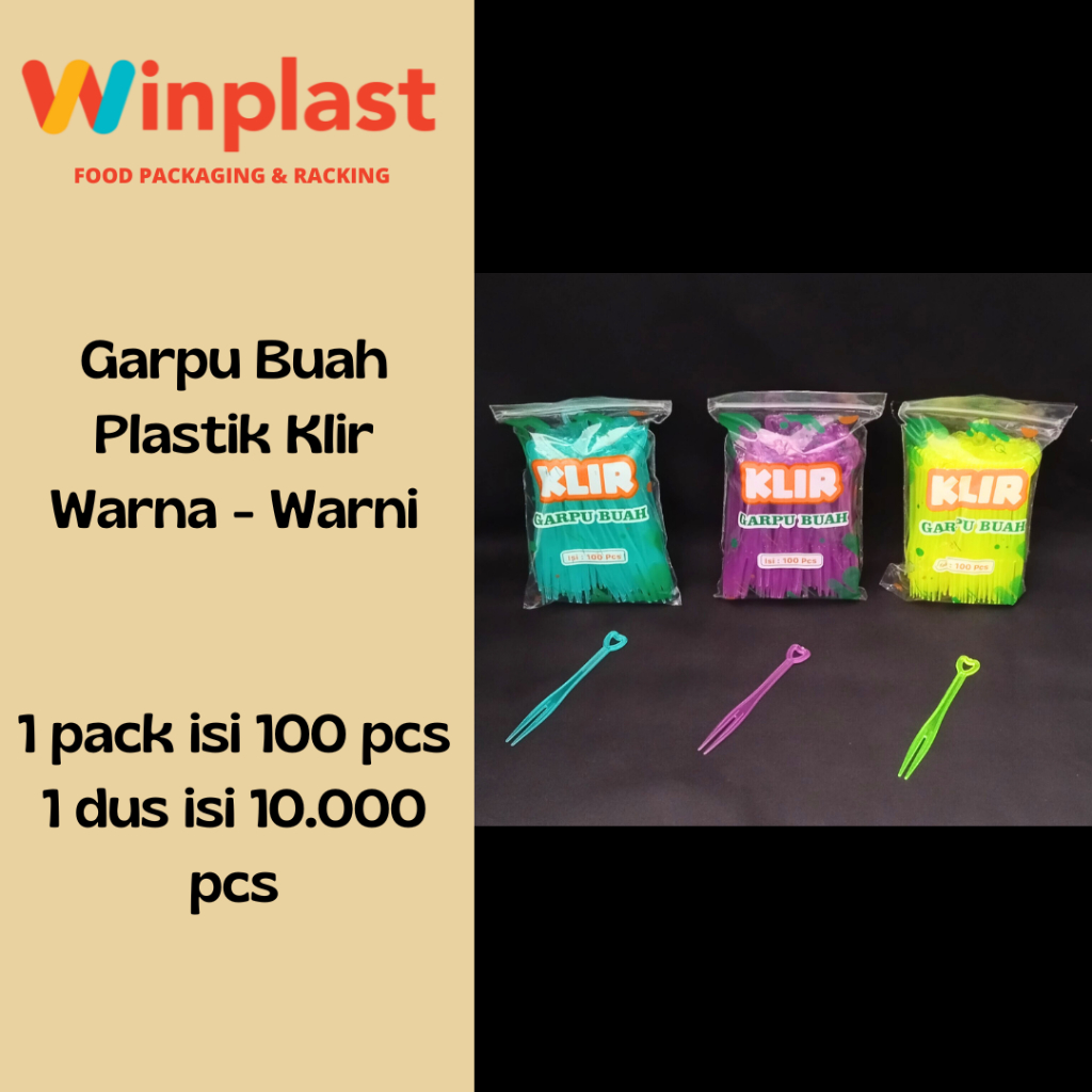 Garpu Buah / Garpu Kue / Garpu Dessert Plastik / Garpu Plastik Kecil Warna Warni isi 100 pcs