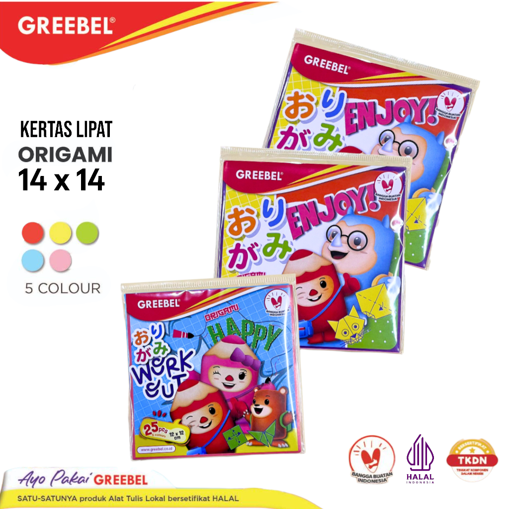 

Greebel Kertas Origami 14x14 cm Paper Craft 5 Warna | @1Set=25Lbr