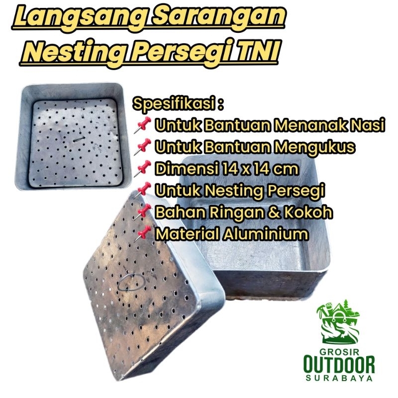 Langseng Langsang Sarangan Nesting Persegi TNI , ada juga Langseng Langsang Cooking set untuk Ds 200