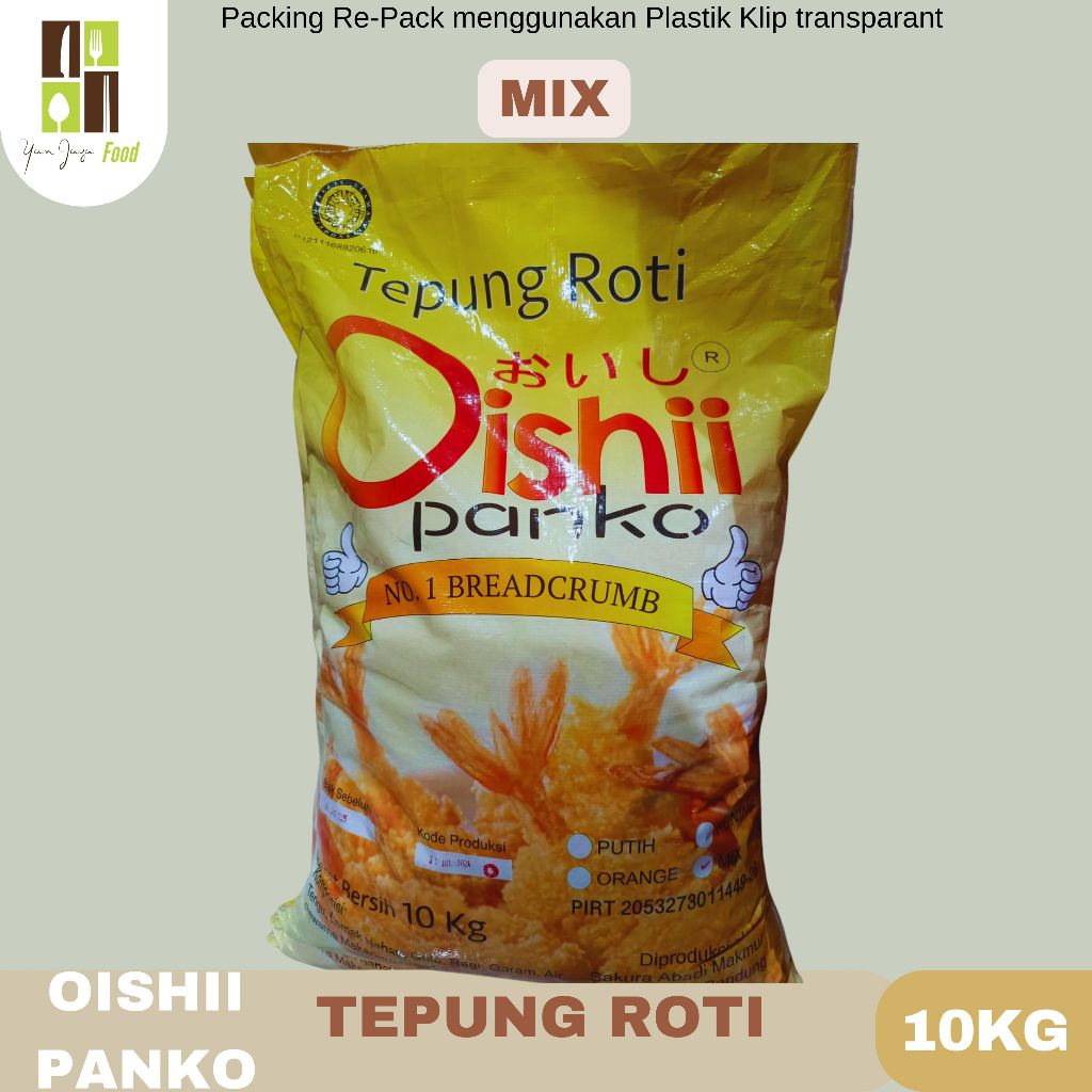 

Oishii Panko / Tepung Roti / Mix Breadcrumb / Tepung Panir / Tepung Mix / Campur / Kemasan 10 KG