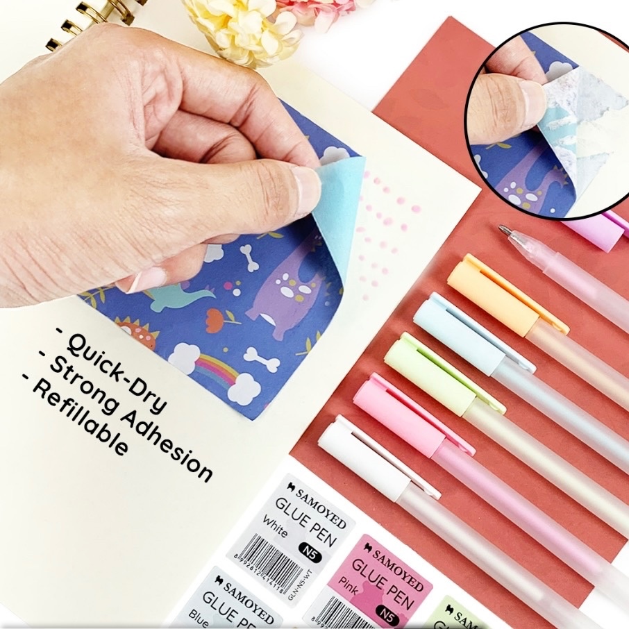 

Pulpen Lem Cair berwarna cepat kering anti bocor Cair Glue Pen Colour Liquid Glue Pen Bolpoin Lem Kertas
