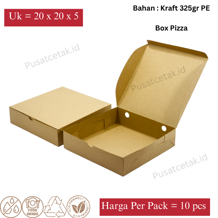 

Kotak Donat Uk. 20Cm X 20Cm X 5Cm Kotak Kraft Non-Laminasi ( 10 PCS )