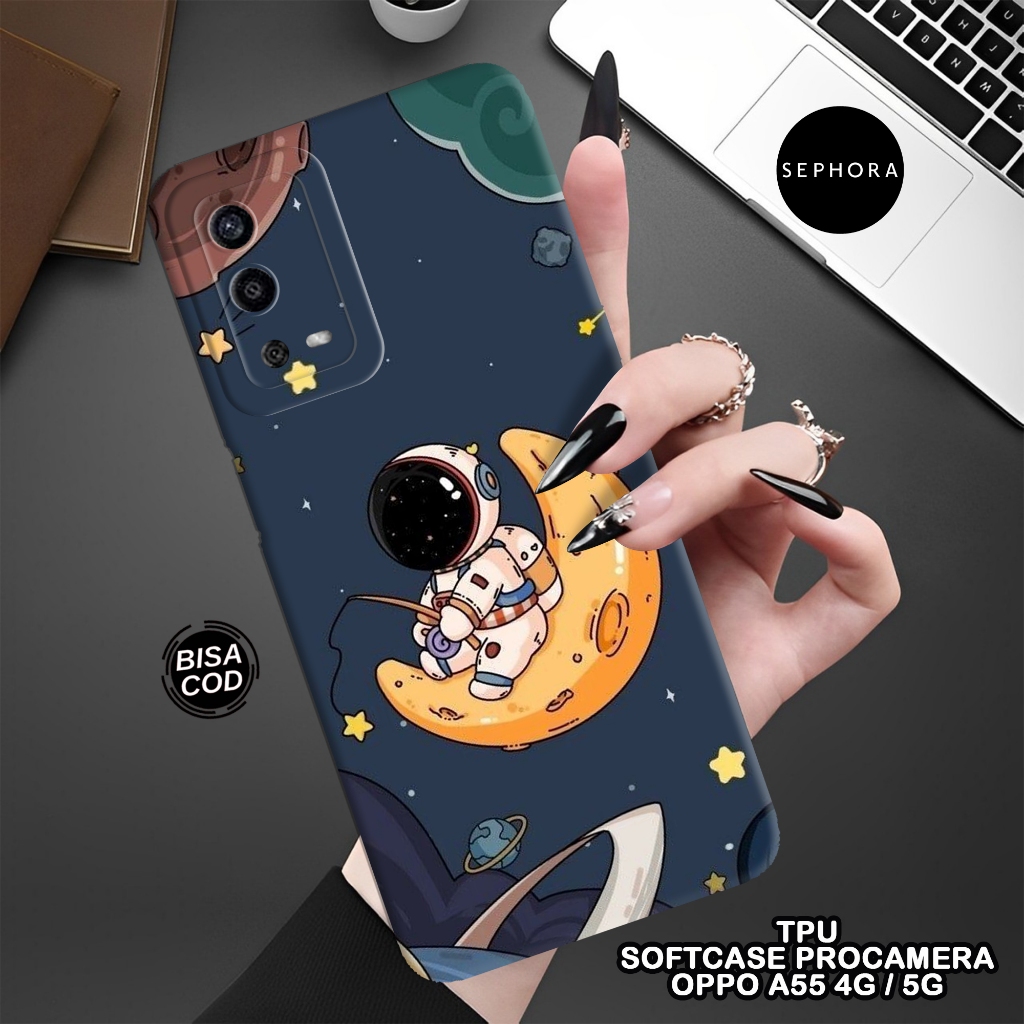 Softcase OPPO A55 4G Terbaru - Fashion Case Astronot - Case OPPO A55 4G - Case Pro Camera - Casing O