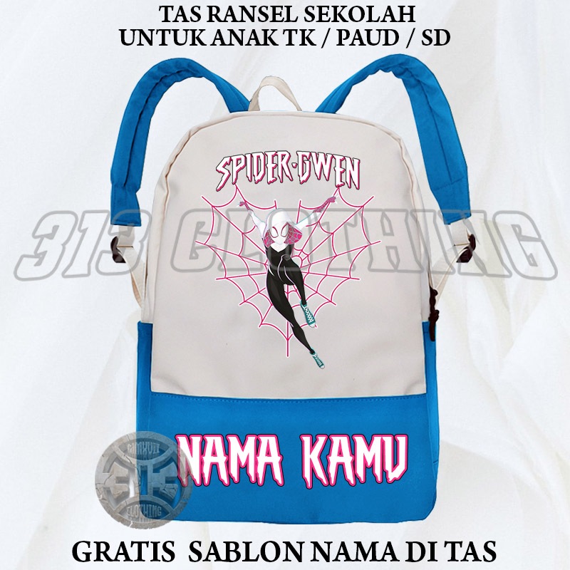 Tas Anak Spider Gwen Spider Girl / Ransel Tas Sekolah Anak Spider Gwen Spiderman Gratis Nama