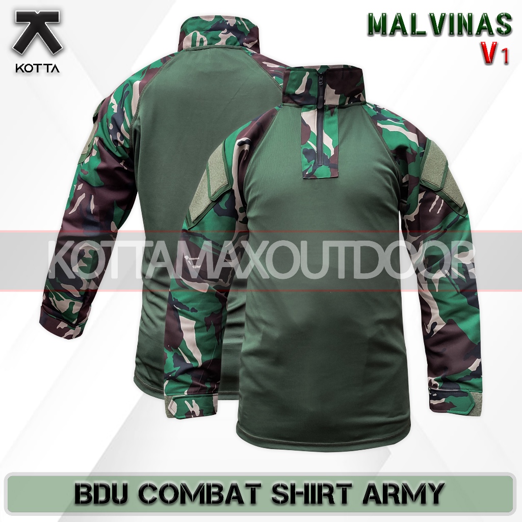 BAJU TACTICAL KAOS BDU COMBAT SHIRT TAKTIKAL DRY FIT LORENG TNI MALVINAS LEHER TINGGI TUTLENECK LENG