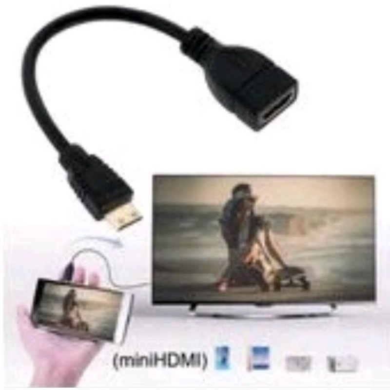 kabel mini HDMI male to HDMI female sambungan gadget tablet ke monitor layar cable mikro laki cowok 
